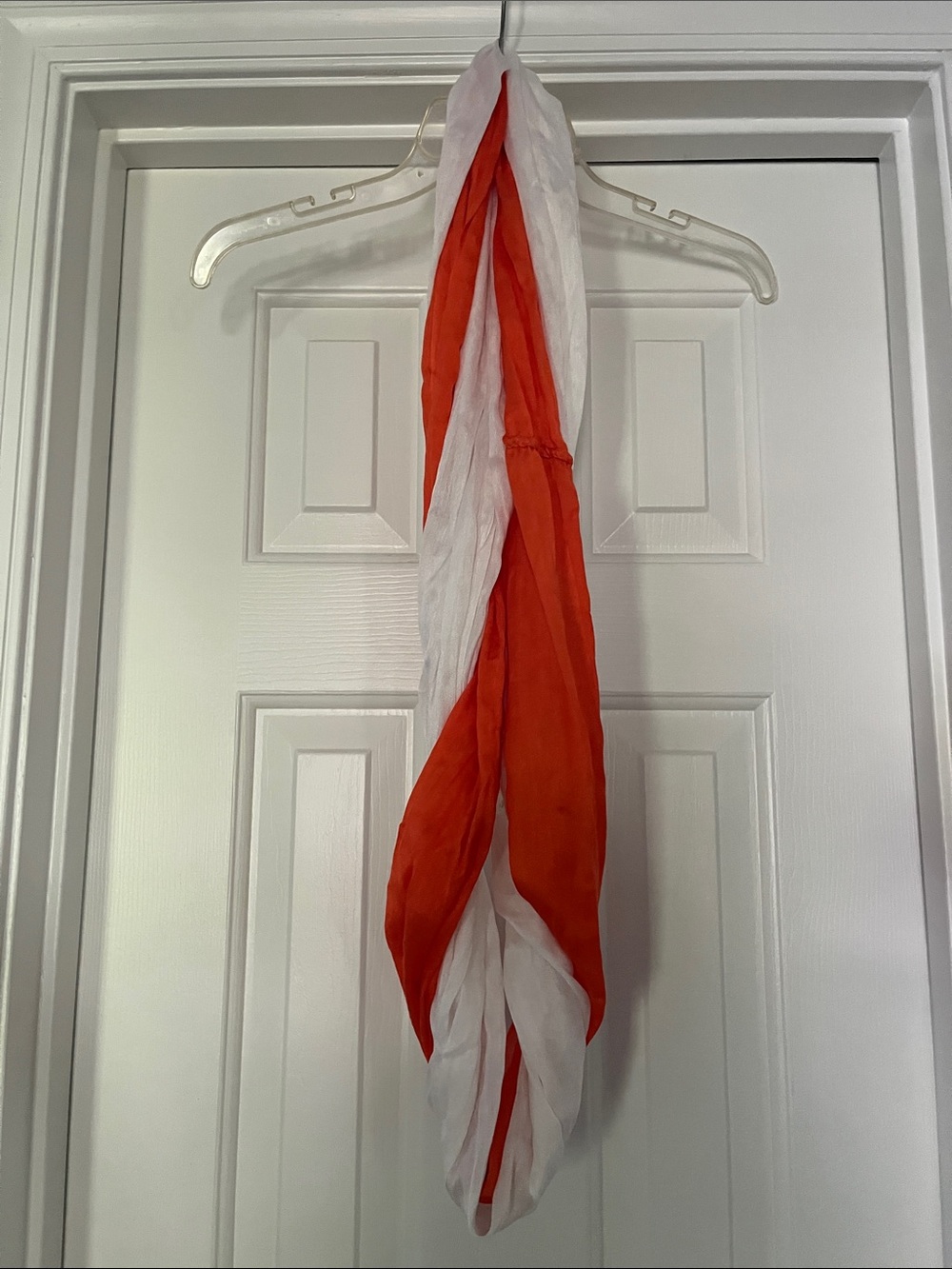 Infinity scarf cotton/silk orange and white